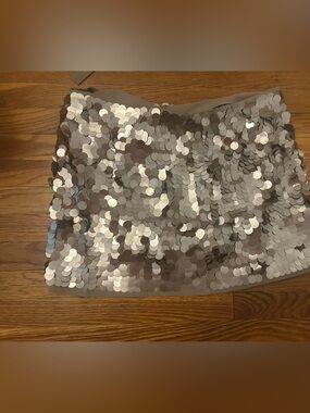 J. Crew Silver Sequin Mini Skirt